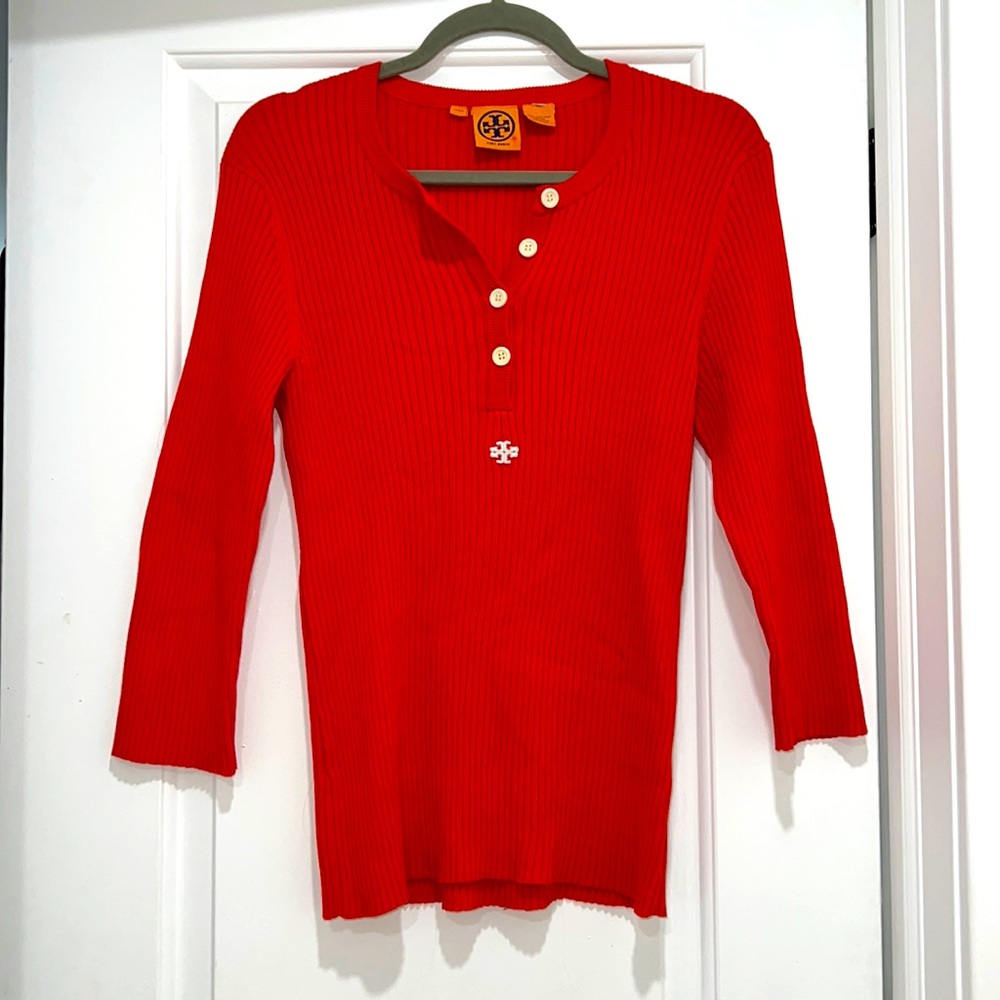 Tory Burch Ribbed Knit Top Size M